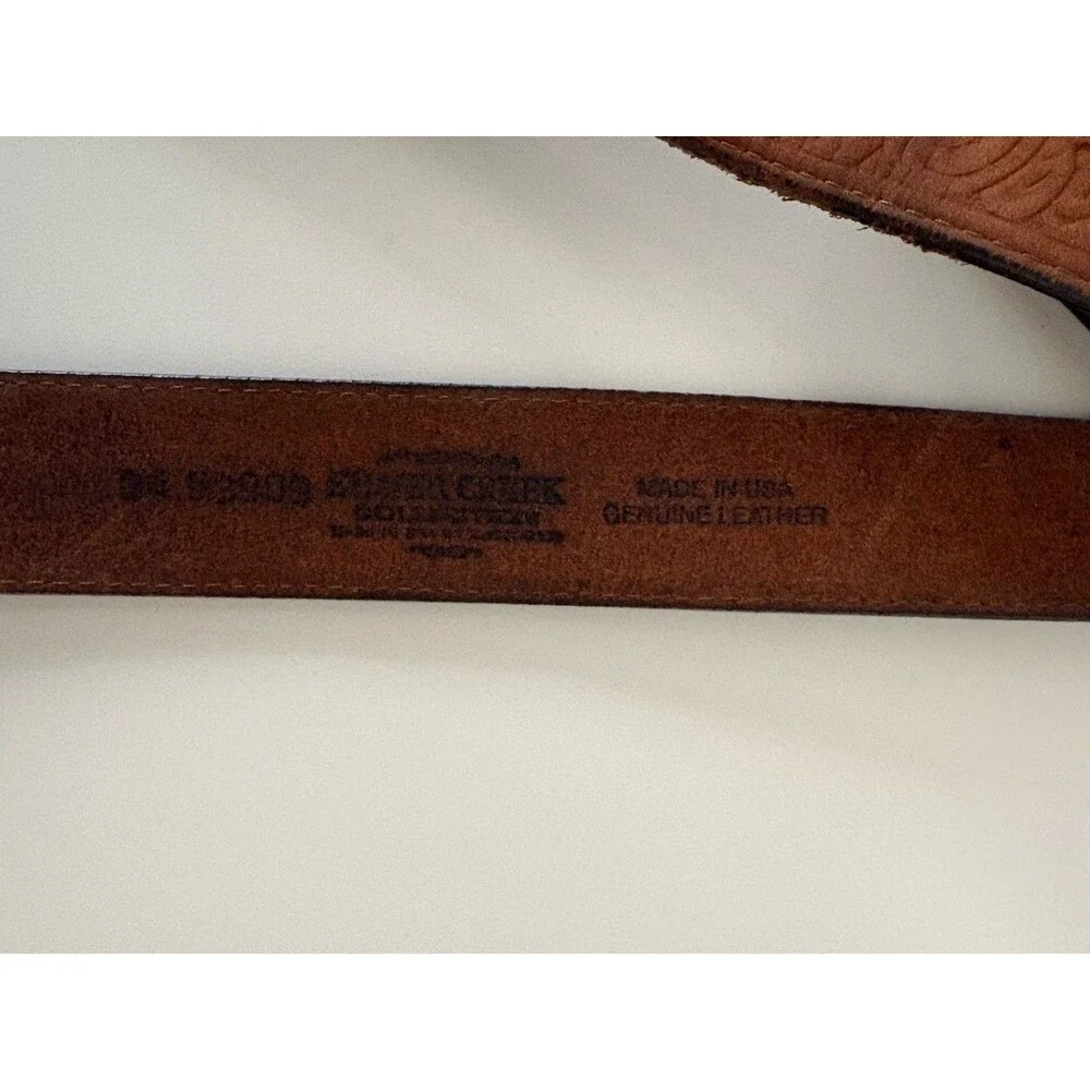 Silver Creek Men's Leather Belt Top Grain Embossed Metal Buckle 1. 5